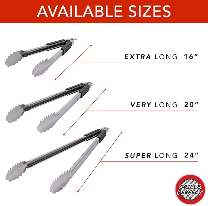 Grill Tongs 24-Inch Super Long Extra Heavy Duty for Grilling and Barbecue Heat Resistant Hand Grips Stainless Steel for BBQ Outdoor Kitchen and Cooking Hot Grilled Food