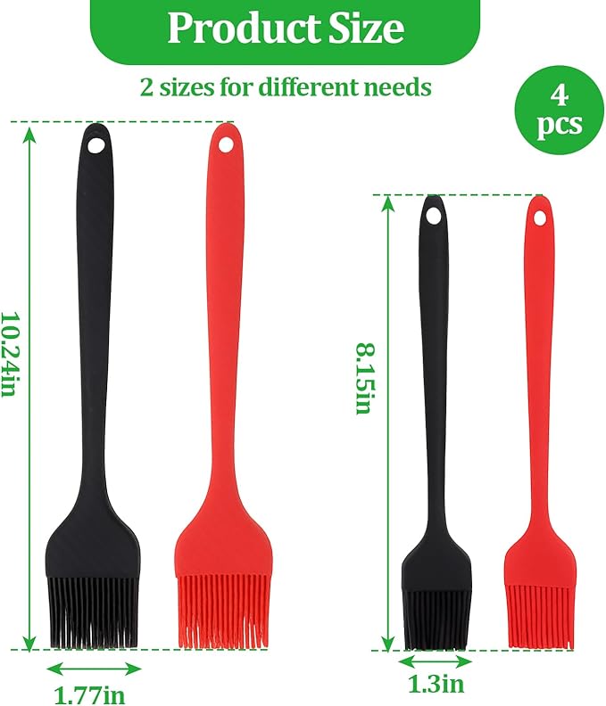 4 PCS Silicone Basting Pastry Brush,Heat Resistant Cooking Brush for Oil Butter Sauce,Premium Cooking Brush for Sauce Marinade Meat Glazing