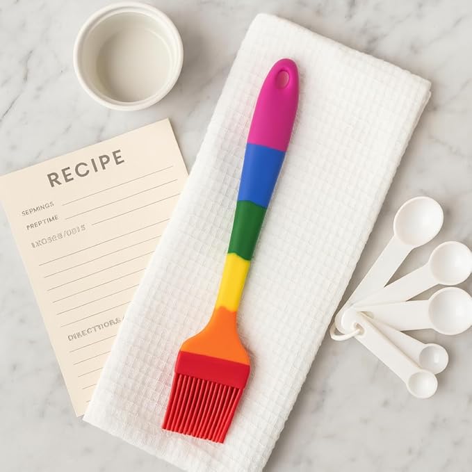 Cooking With Pride Non-Stick Pastry Brush, Heat-Safe Silicone With Iron Core, 8.5-Inch, Set of 2