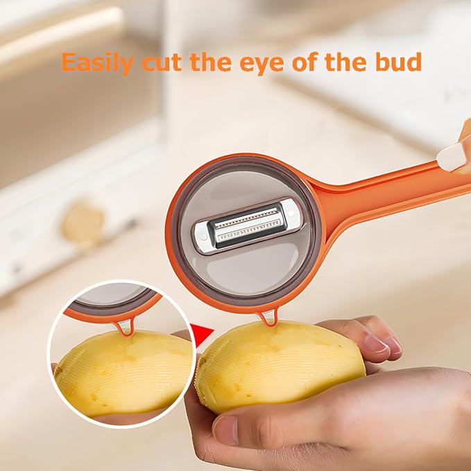Peeling Knife With Storage Box, Fruit And Vegetable Peeler With Container, Double-Sided Stainless Steel Multi-Function Peeler For Home Kitchen (E-2pcs Green)