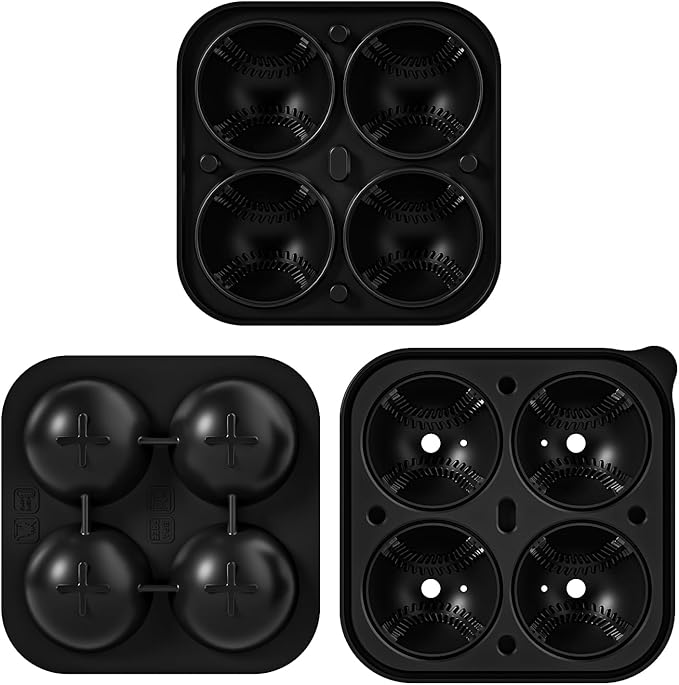 Bangp Baseball Ice Cube Molds,Novelty Baseball Gifts Ball Ice Maker Mold,2.2" Large Sphere Round Ice Cube Mold,Fun Shapes Large Whiskey Ice Cube Tray for Cocktails,Bourbon