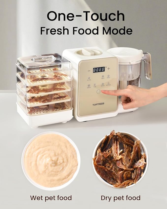 Pet Fresh Maker - Food Processor with Recipe for Dog Treats, DIY Cat Churu, Crunchy Treats, 10 Types of Homemade Pet Foods for Dogs, Cats & Small,7-in-1 Cooking Machine with Easy One-Step Touch Panel