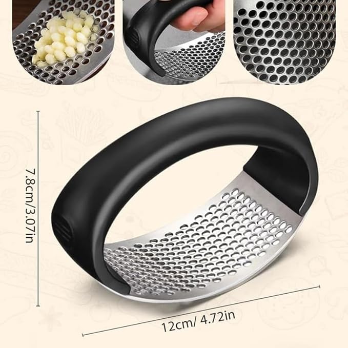 Premium Stainless Steel Garlic Press - Ergonomic Manual Crusher for Fast Garlic Slicing, Dishwasher Safe, Compact Size, Ideal for Home & Travel (3)