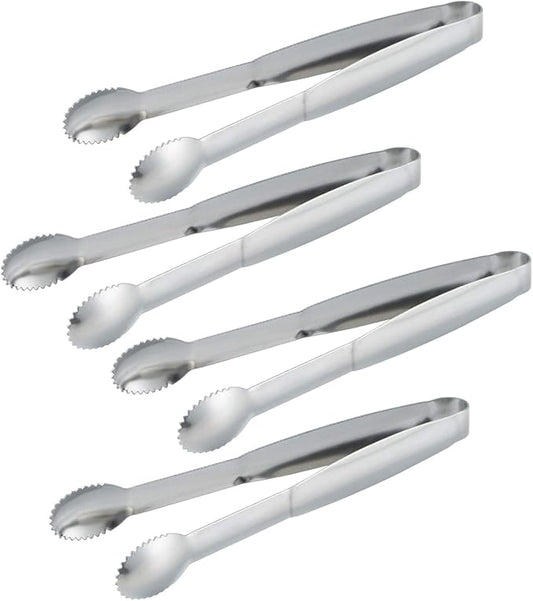 MSY BIGSUNNY 6" Premium Stainless Steel Sugar Cube Tongs Ice Tongs, Mini Serving Tongs Appetizers Tongs - Set of 4 (Silver)