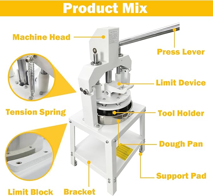 TECHTONGDA Commercial Dough Divider Rounder Machine Manual 10PCS Dough Cutter Hand Press Bread Bakery Dough Dividing Machine