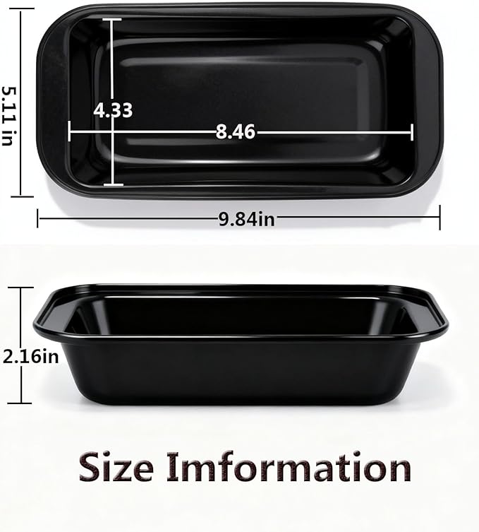 Yoehka 6 Pack Bread Pan Set, Non-Stick 8×4 Loaf Pans for Baking Homemade Bread, Sourdough, Brownies, Cake, Carbon Steel, Rectangle Baking Pans (Black)