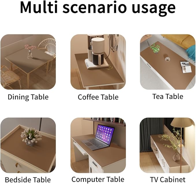 Leather Table Pad,1.8mm Thick,40x66 Inch,Dining Table Pad,Table Pads for Dining Room Table Rectangular,Table Protector for Dining Room Table(Mud Color+Champagne Gold,40x66)