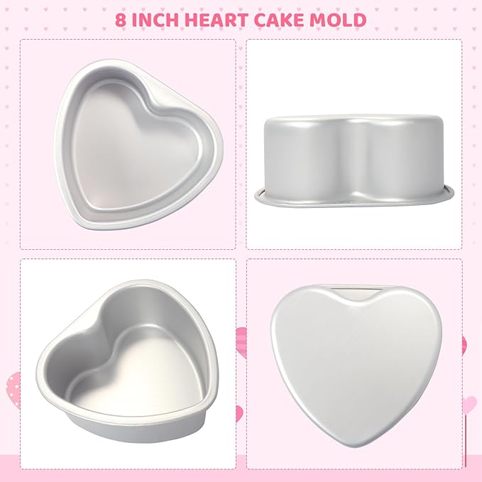 Heart Shaped Cake Pan 8 Inch Aluminum Cake Pans Heart Cake Tin Baking Cake Mold for Valentine's Weddings Birthday Party