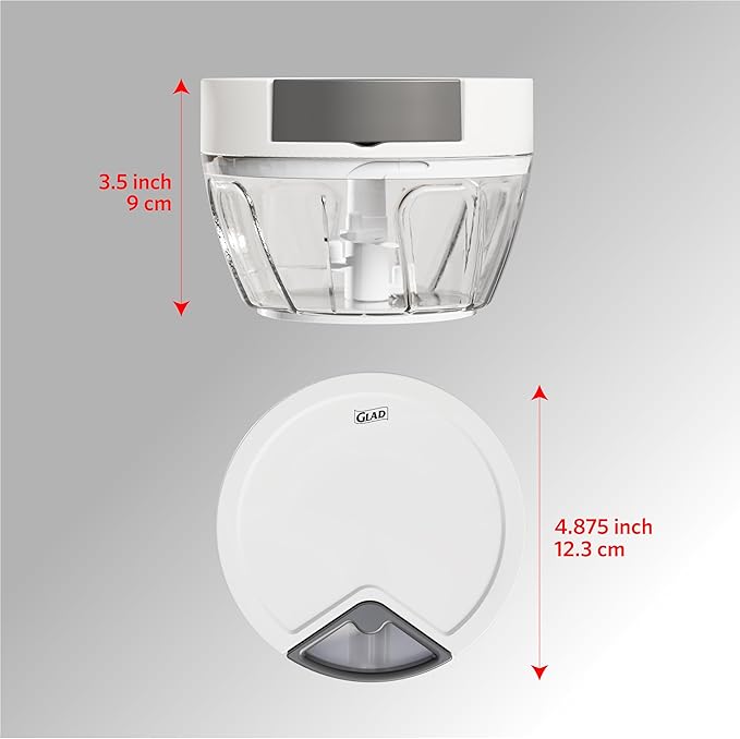 Glad Manual Pull Vegetable Chopper - Small Handheld Food Processor and Veggie Cutter with Pull String - Kitchen Cooking Tool for Meal Prep, 13.5oz (400mL)