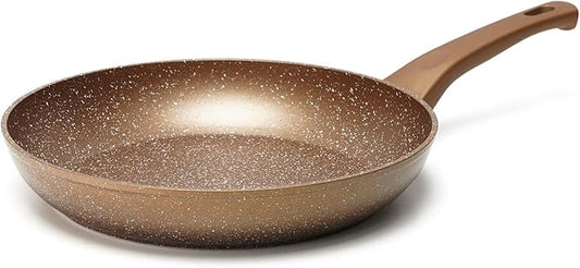 Innwewell Non Stick Frying Pan - Granite Stone Non Stick Skillet, Safe&No Toxic Pans for Cooking, Large Nonstick Cookware Chef's Pan, Induction Compatible, PFOA Free(11inch, Gold)