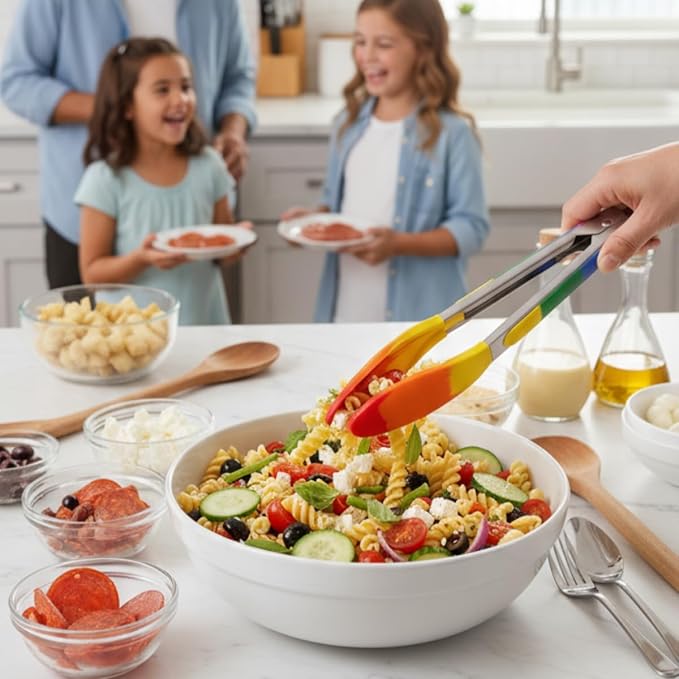 Cooking With Pride Non-Stick Spring-Action Locking Tongs, Heat-Safe Silicone With Zinc-Plated Iron, 10.25-Inch, Set of 2