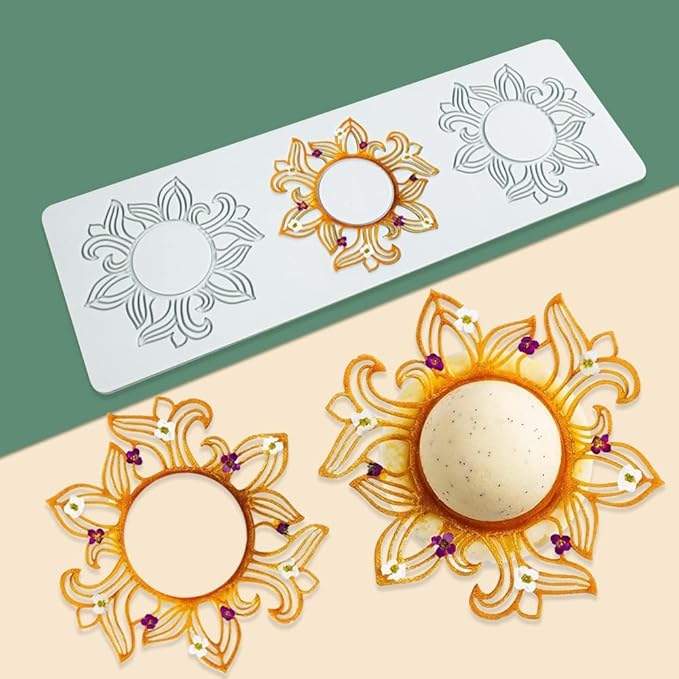 Hollow Leaf Silicone Mold Chocolate Candy 3D Hollow Leaf Candy Mold Food Cooking Meals Decorations Fondant Mold Polymer Clay Molds (Flower Ring R_11.68x3.92x0.12inch)