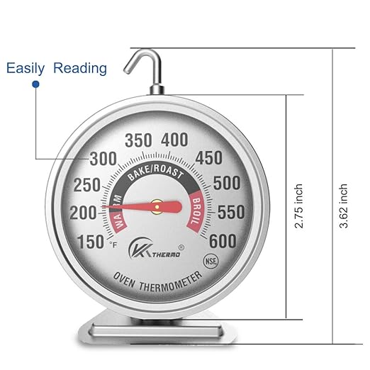 KT THERMO 2PCS Oven Thermometer150-600°F, Oven Grill Smoker Analog Thermometer Instant Read Stainless Steel Kitchen Cooking Thermometer
