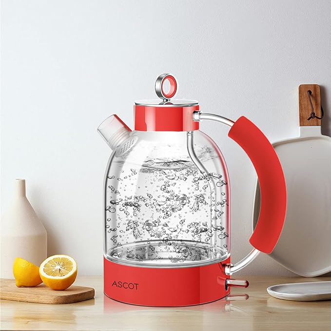 ASCOT Electric Kettle, 1.6L Stainless Steel, 1500W, Retro, Auto Shut-Off & Boil-Dry Protection