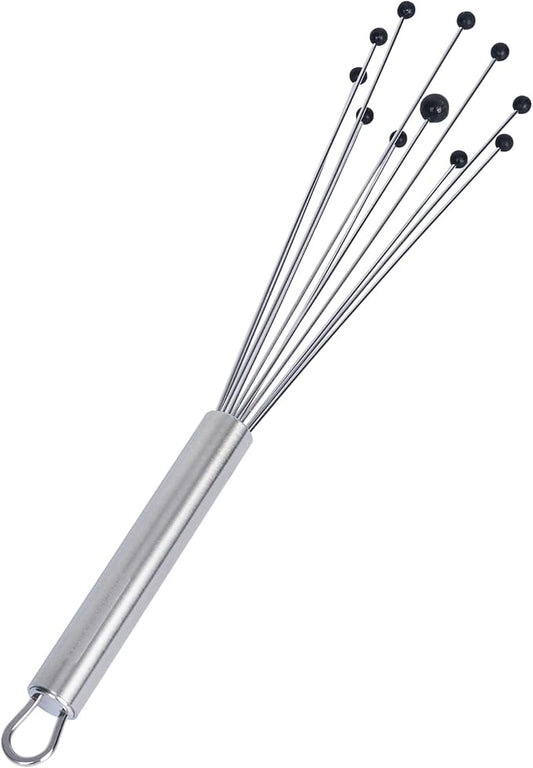 Restaurantware-German Standard 10.6 Inch Ball Whisks, 6 Kitchen Whisks With Silicone Balls - Ergonomic Handle, Dishwashable, Stainless Steel Manual Egg Beater, Durable, For Whisking, Stirring, Mixing