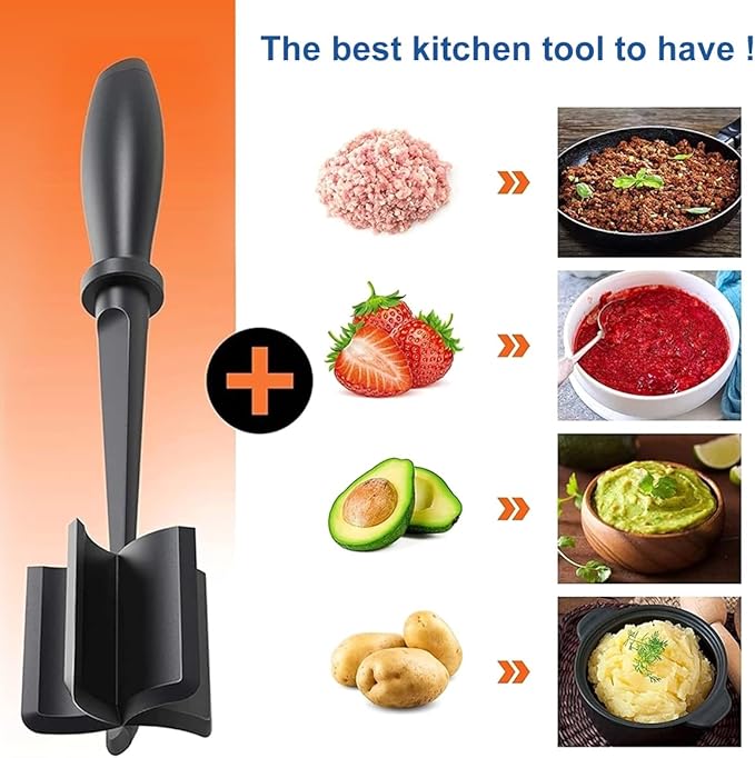 3Pcs Meat Chopper 5 Curved Blades Ground Beef Masher Hamburger Chopper with Nonslip Handle