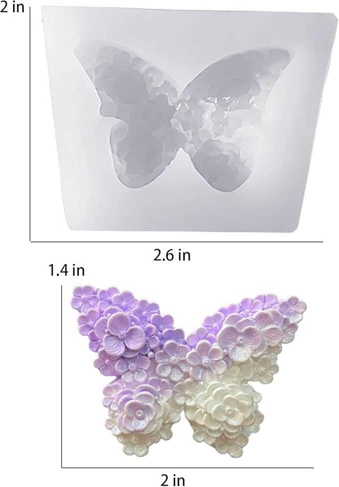 2 Pack Flower Butterfly Candle Mold, Floral Silicone Mold, Animal Plant Resin Mold for Soap Soy Wax Epoxy DIY Handcraft Home Ornaments Wedding Party Home Decoration