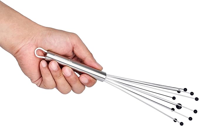 Restaurantware-German Standard 10.6 Inch Ball Whisks, 24 Kitchen Whisks With Silicone Balls - Ergonomic Handle, Dishwashable, Stainless Steel Manual Egg Beater, Durable, For Whisking, Stirring, Mixing