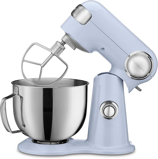 Cuisinart Stand Mixer, 12 Speed, 5.5 Quart Stainless Steel Bowl, Chef’s Whisk, Mixing Paddle, Dough Hook, Splash Guard w/ Pour Spout, Frosted Blue, SM-50BLU,Arctic Blue