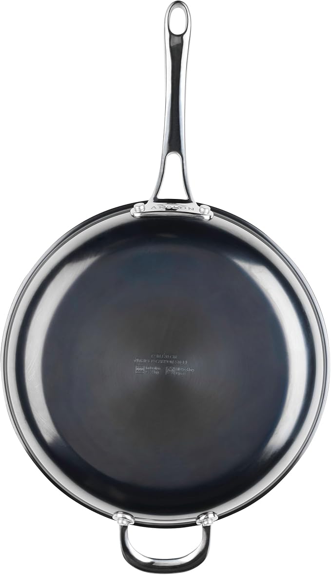Anolon Everlast N2 Carbon Steel Frying Pan/Skillet with Helper Handle Compatible with All Cooktops, Metal Utensil Safe, 12 Inch - Black