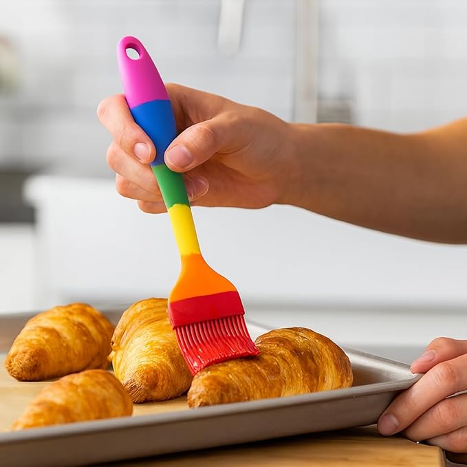 Cooking With Pride Non-Stick Pastry Brush, Heat-Safe Silicone With Iron Core, 8.5-Inch, Set of 2