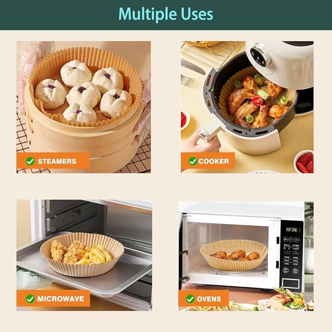 parchment paper for air fryer, 8.9inch round air fryer liners disposable,125PCS Non-stick parchment paper sheets for 8-12QT airfryer liners, Baking, Roasting Microwave