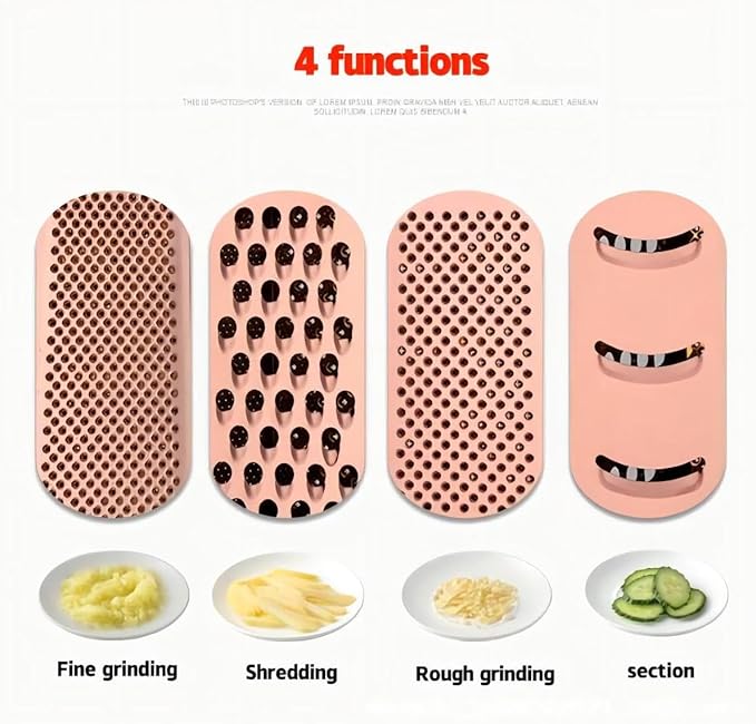 Stainless Steel 4 Sides Grater Slicer with Handle, Multifunctional Cutter Planing for Ginger, Garlic, Cucumbers, Carrots, Cheese, Potato, Ergonomic Design Kitchen Gadgets Accessories（Gold）