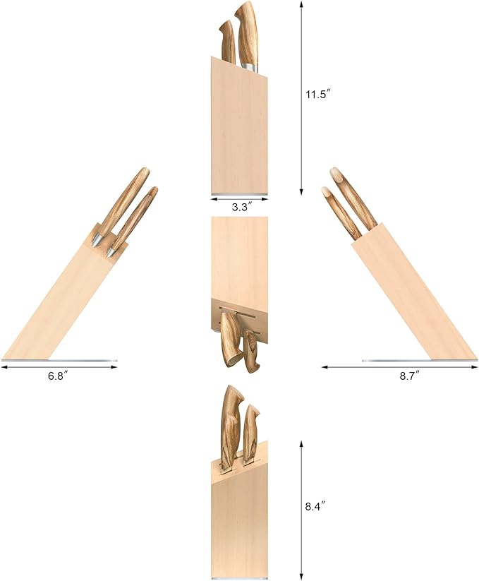 Cangshan OLIV Series 4-Piece HUA Knife Block Set, Forged Swedish 14C28N Steel, Maple Block, 501677