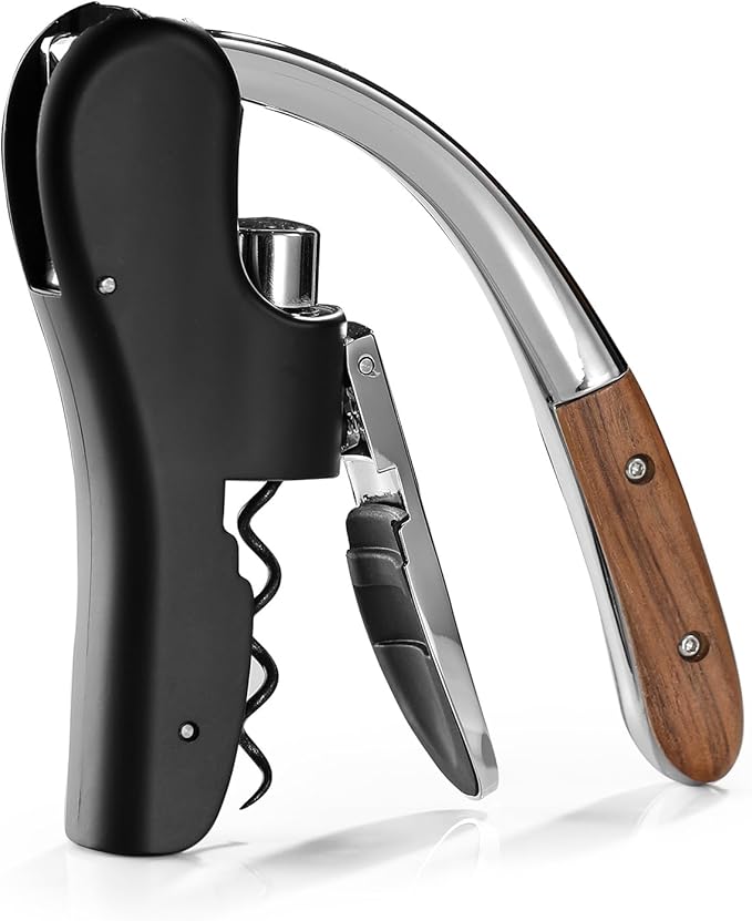 Wine Bottle Opener, Vertical Lever Corkscrew with Built in Foil Cutter Design, Manual Handheld Corkscrew with Ergonomic Lever Pump