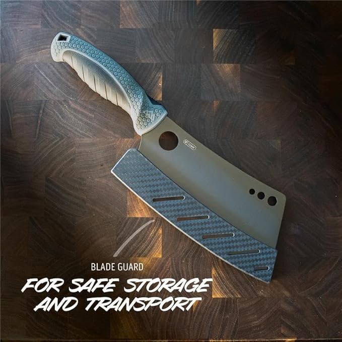 OUTDOOR EDGE ErgoMax Cleaver - Razor Sharp Meat Cleaver and Vegetable Kitchen Knife, Premium Titanium-Coated Steel Blades, Multipurpose Chef Knife for Home and Kitchen with Ergonomic Handle