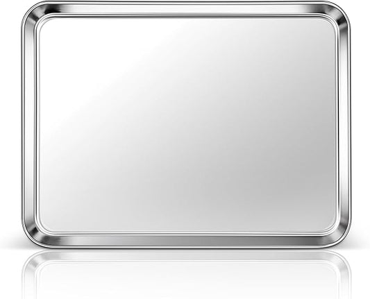 Homikit 1 Pack Baking Sheet, 16x12 Inch Stainless Steel Cookie Tray Set for Oven, Metal Jelly Roll Pan for Baking Cooking Toasting, Rustproof & Non Stick, Mirror Finish & Dishwasher Safe