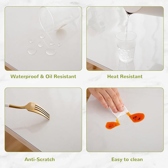 48 x 108 Inch Clear Table Cover Protector, Clear Table Protector for Dining Room Table, 1.5mm Plastic Table Cover, Waterproof Table Pad for Kitchen, Office