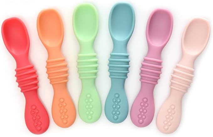 PrimaStella Silicone Chew Spoon Set for Babies and Toddlers | Safety Tested | BPA Free | Microwave, Dishwasher and Freezer Safe