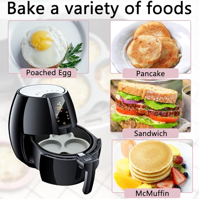 Nonstick Silicone Muffin Pans - 3 Cavity, 3 Pcs, Three Colors, Air Fryer Accessories for Fryers Above 6QT