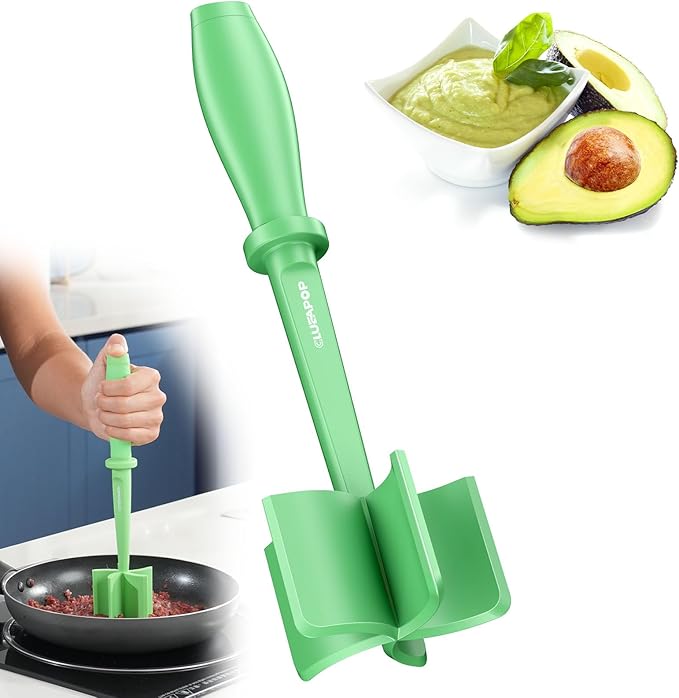 Heat Resistant Nylon Meat Chopper and Potato Masher, Safe for Non-Stick Cookware, 11-Inch,Heat Resistant Meat Masher for Hamburger Meat, Ground Beef Smasher, Potato Masher Tool