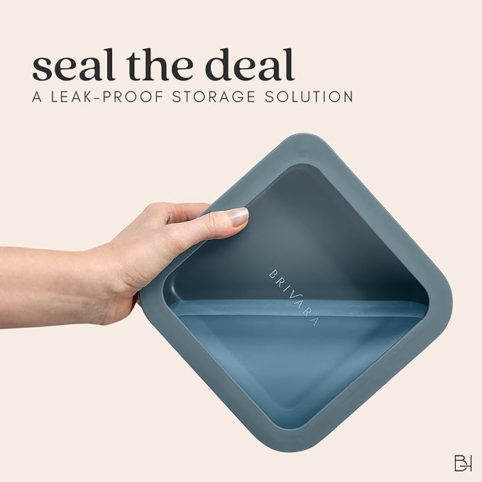 Ceramic Coated Glass Food Storage Container | No PTFE, PFOA, PFAS, and BPA | Reusable Non Toxic Meal Prep Container with Glass Lid | Easy To Store | 8 Cup Square [Dusk]