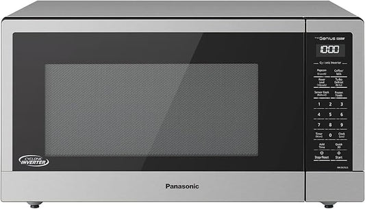 Panasonic NN-SN76LS 1.6 cu.ft Cyclonic Inverter Countertop Microwave Oven 1250Watt Power with Genius Sensor Cooking, 19.44"D x 21.88"W x 11.94"H, Stainless Steel