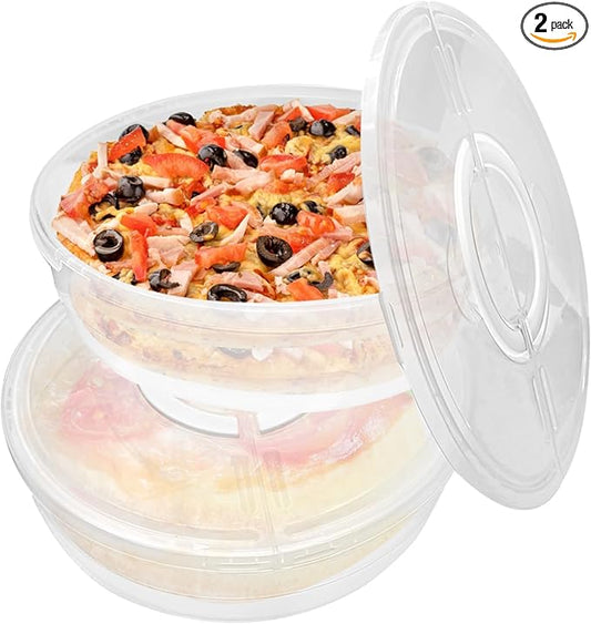 Aufind 12" 2 Pack Pie Carrier with Lid and Handle, Reusable Food Storage Containers for Pies, Cheesecake, Pizza, Nuts Fruit