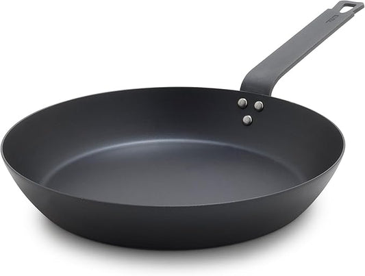 GreenPan x Bobby Flay 12" Carbon Steel Frying Pan Skillet, Pre-Seasoned Ready to Use, Nontoxic, PFAS-Free, Induction Compatible, High Heat & Oven Safe Durable Cookware, Cast Iron Alternative