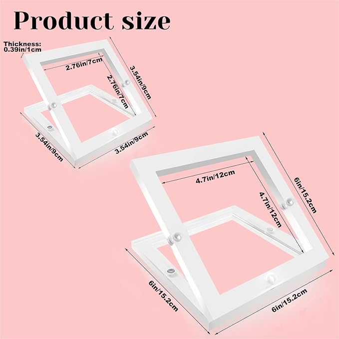 2 Packs Acrylic Cookie Stencils Partner, 3.54" & 6" Magnetic Cookie Stencil Frame Templates Holder for Royal Icing Fondant Airbrushing, Magnetic Template Frame for Cooking Decorating Baking Tool