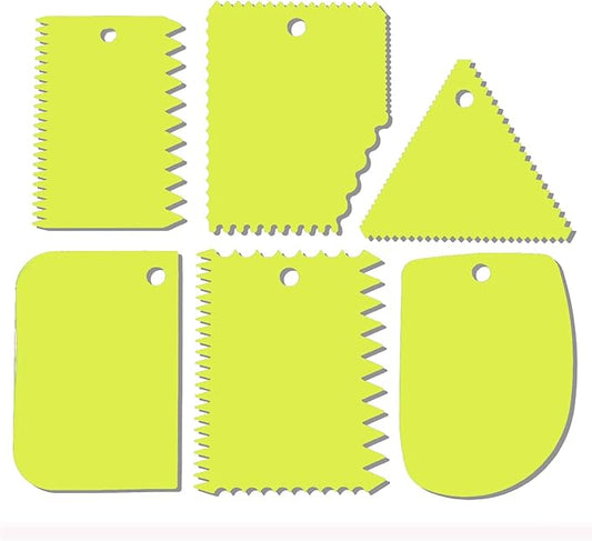 Cake Scraper, Cake Smoother Scraper Set, Dough Scraper Icing Scraper Polisher Tool, Cake Decorating Comb, Icing Smoother Plastic Sawtooth Cake Icing Kitchen Baking Cake Edge (Green)