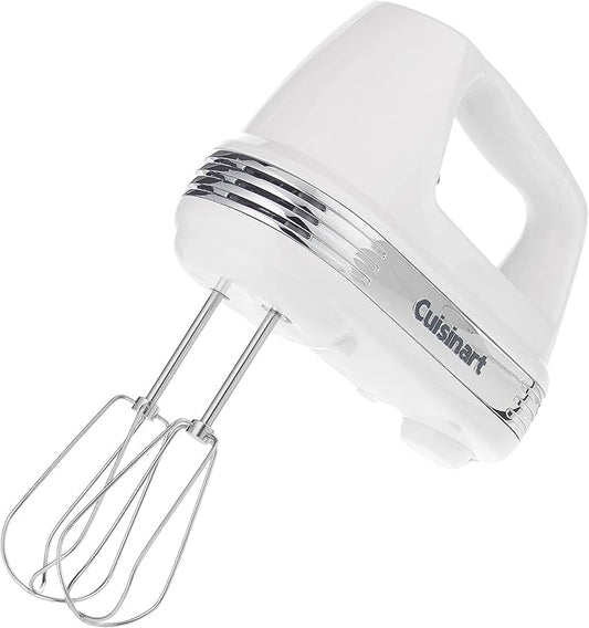 Cuisinart Power Advantage 5-Speed Hand Mixer, 220W-Motor Hand Blender Electric Mixer with 5 Speed Settings, Extra-Long Dishwasher-Safe Beaters, 60-Inch Swivel Cord, HM-50, White