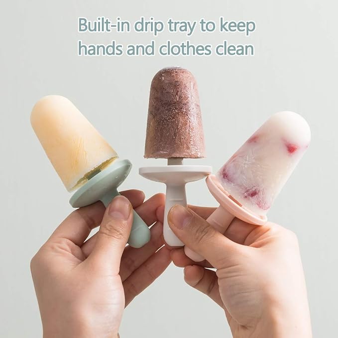 Popsicle Mold Set 4 Pieces Homemade Silicone Popsicle Maker Easy Release Ice Cream Molds Reusable DIY Pop Molds (Pink, IcyClassic Pops)