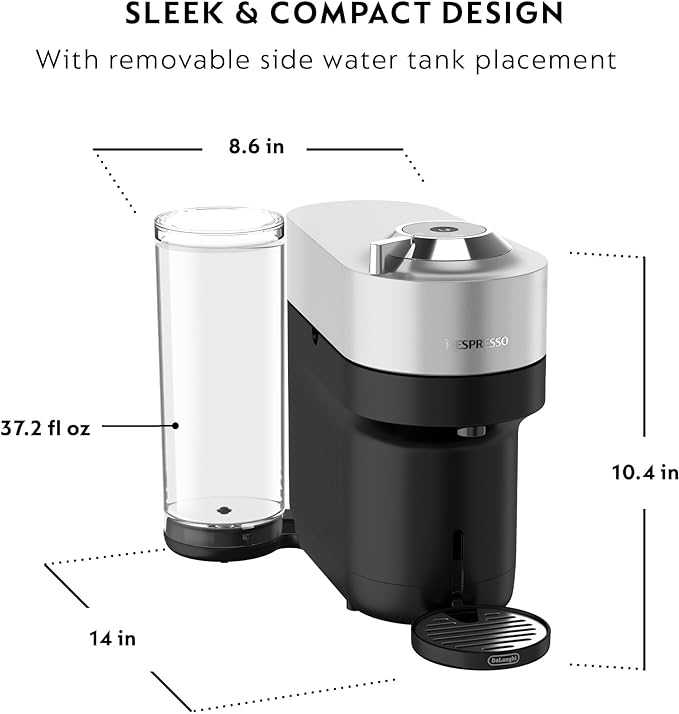 Nespresso Vertuo Pop+ Deluxe Coffee and Espresso Machine by De'Longhi, 120 Volts, Silver