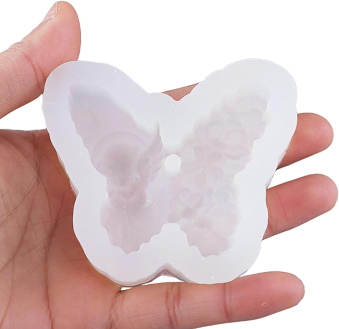 3D Butterfly Angle and Flower Candle Mold, Butterfly with Fairy Silicone Mold, Animal Resin Mold for Soap Soy Wax Epoxy DIY Handcraft Home Ornaments Car Air Freshener Decoration