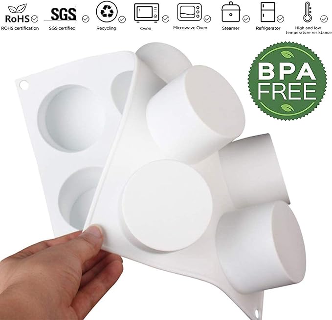 OCPO KITCHEN Tall Cylinder Silicone Molds for Mousse Cake, 3D Silicone Baking Mold for Brownie French Dessert Pastry Ice Cream Cake Decoration Mold, Cylinder Shape (8-cavity)