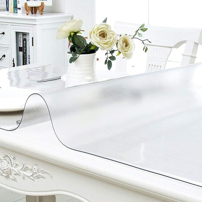 NECAUX Custom 44 x 115 Inch Frosted Table Cover Protector, 1.5mm Thick Wood Grain Transparent Table Pad Non-Slip Tablecloth Plastic Protective Pad for Dining Room Table Conference Table Meeting Table