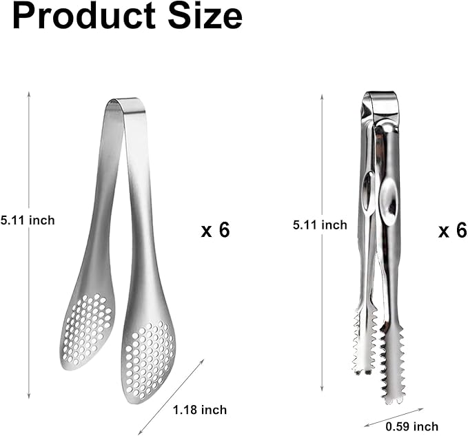 12-Piece Mini Stainless Steel Salad Tongs - 5 Inch Small Tongs for Serving Food, Mini Serving Utensils for Appetizers, Party, Coffee, Desserts (Silver)