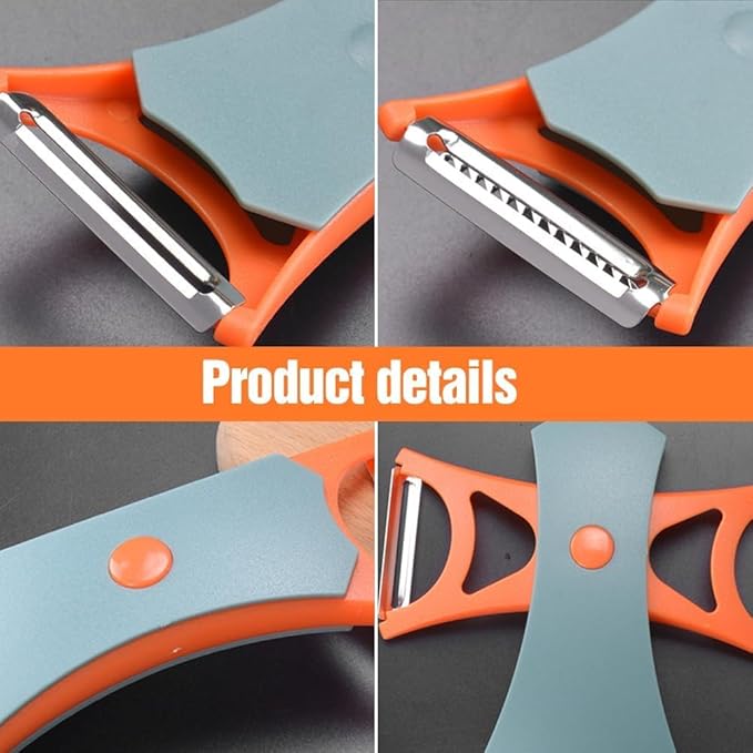 2 In 1 Fruit Peeler,Peeling and shredding Vegetables Potato Vegetable Peeler Carbon Steel Blade,Multi Function Stainless Steel Vegetable Peeler with Straight and Serrated Blades (2PCS-B)