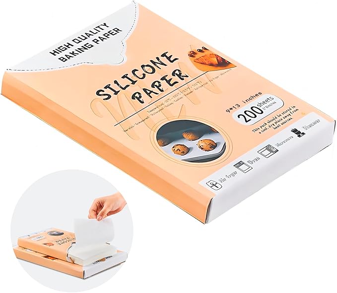 Parchment Sheet 200Pcs,Parchment Paper Sheets 9x13 Non-Stick Baking Paper,Precut Parchment Paper for Baking, Cooking, Grilling, Frying and Steaming, Fit for Quarter Sheet Pans